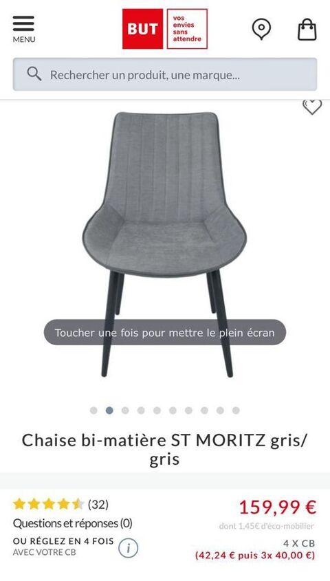 Lot de 4 chaises mino lgante gris  450 Paris 20 (75)