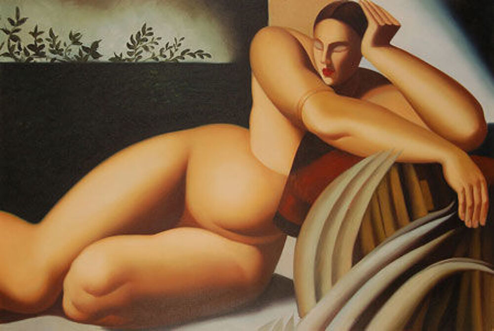 Grand Tableau toile peinture TAMARA DE LEMPICKA nu sur une t Décoration