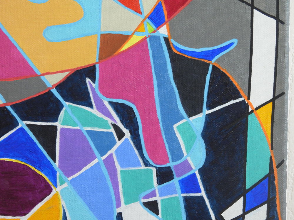 Tableau acrylique sur toile - Autoportrait au loup Décoration