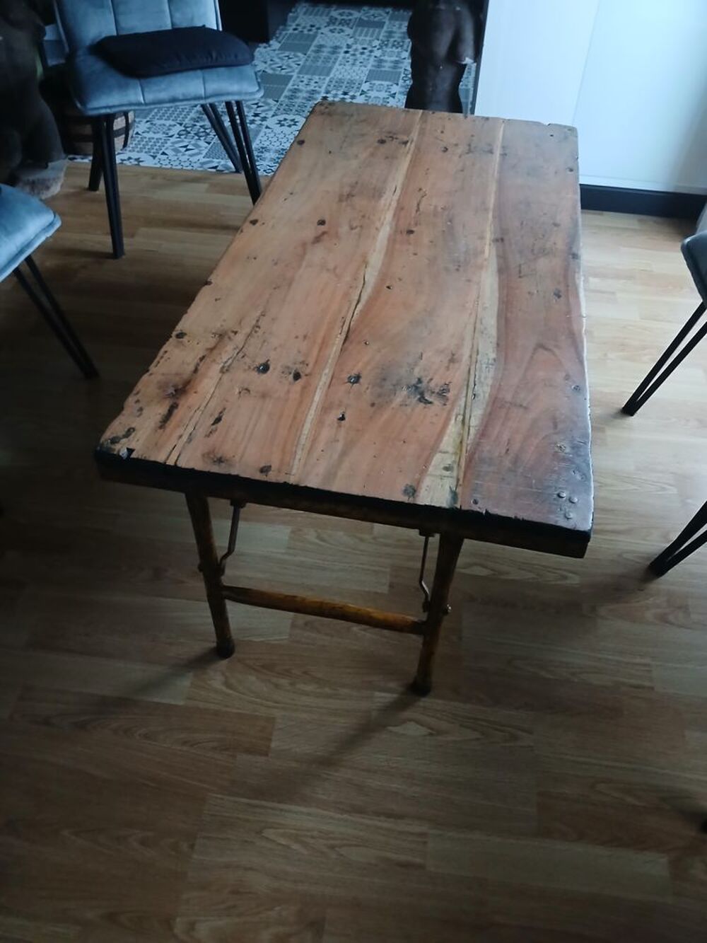 Table industrielle vintage authentique ? bois &amp; m&eacute;tal ? 120 Meubles