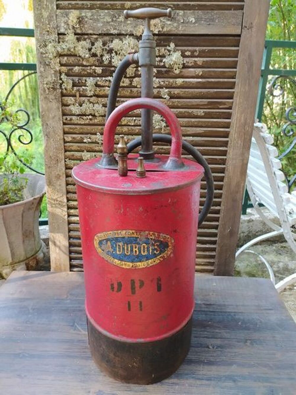 Ancien Seau Pompe &agrave; Incendie Extincteur A. Dubois Pompier 