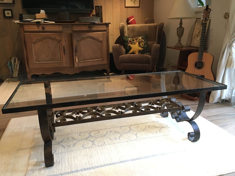 Table basse verre et fer forg&eacute; Meubles