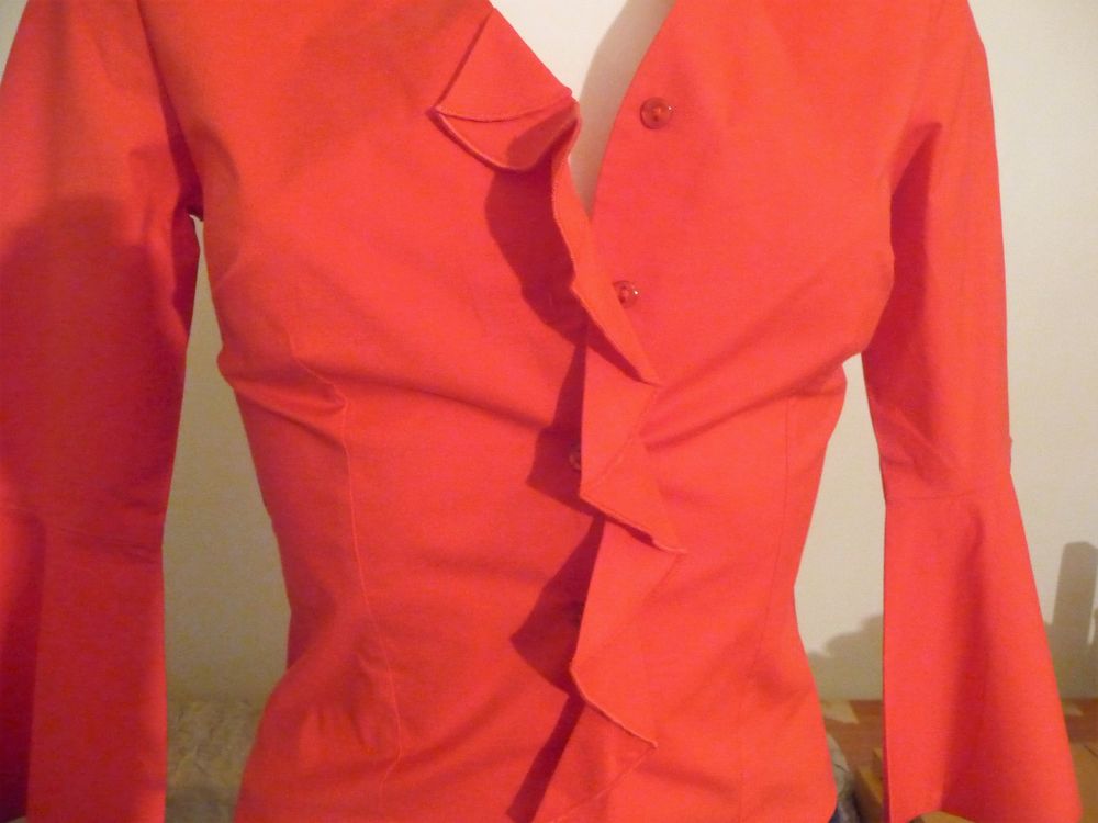 Chemisier/ Top Orange Corail avec ses Manches 3/4- Promod Vêtements