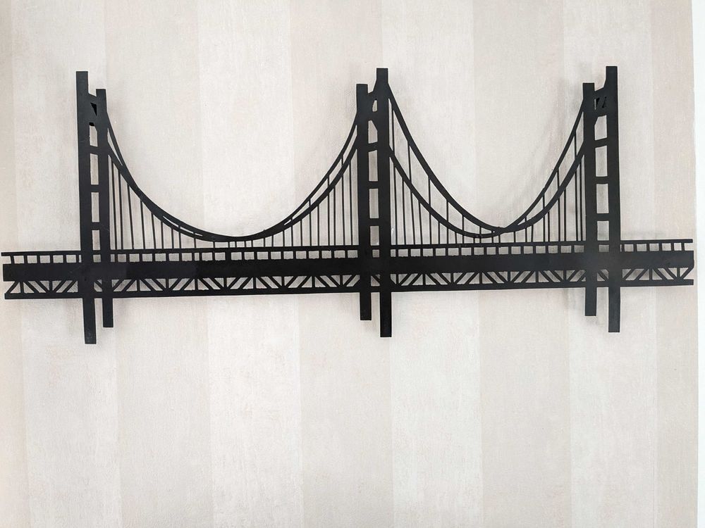 D&eacute;co murale pont type Golden Gate en m&eacute;tal noir Décoration