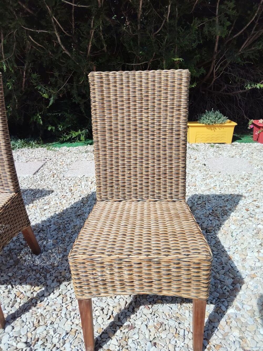 4 CHAISES ROTIN TRICOLORE Meubles
