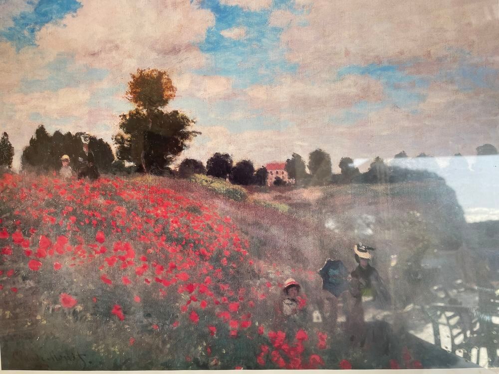 TABLEAU VITR&Eacute; dessin de Claude Monet Décoration
