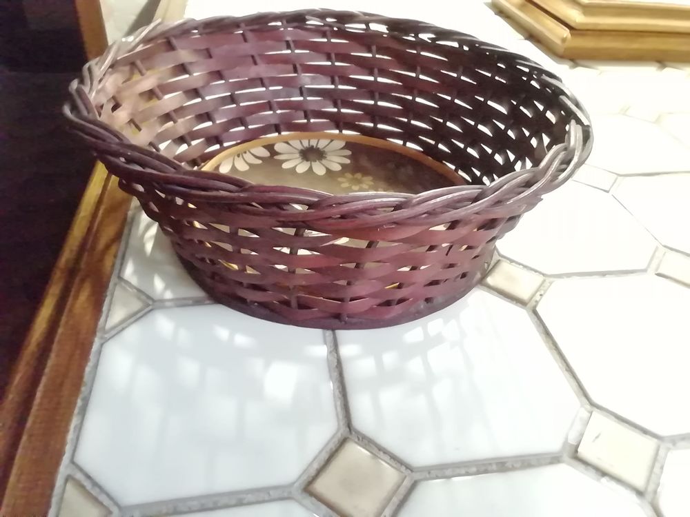 Jolie corbeille ronde rustique en osier ann&eacute;e 70 Cuisine