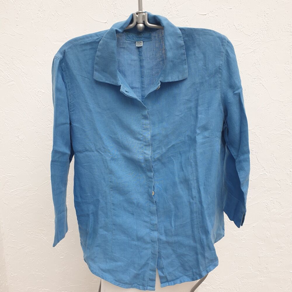 Chemise / Blouse bleue Lin Manches &frac34; Lin'n Laundry T 42 Vêtements