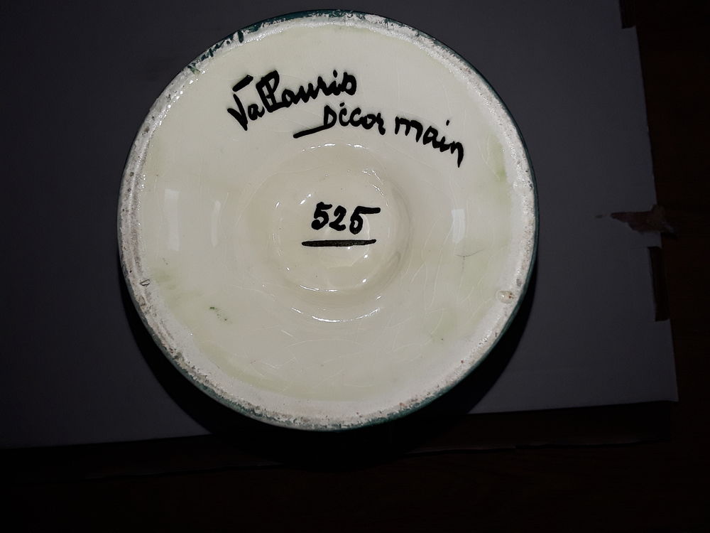 Vase avec un oiseau de Vallauris d&eacute;cor miam num&eacute;ro 525 Décoration