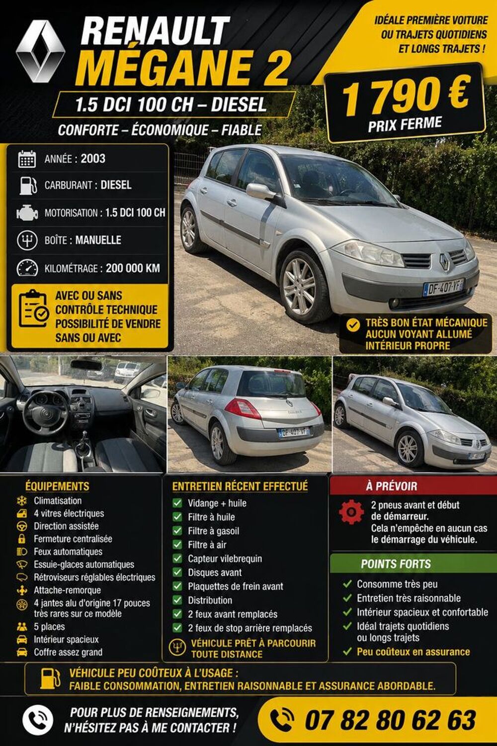 M&eacute;gane II M&eacute;gane 1.5 dCi 100 Confort Dynamique 2003 occasion 69120 Vaulx-en-Velin