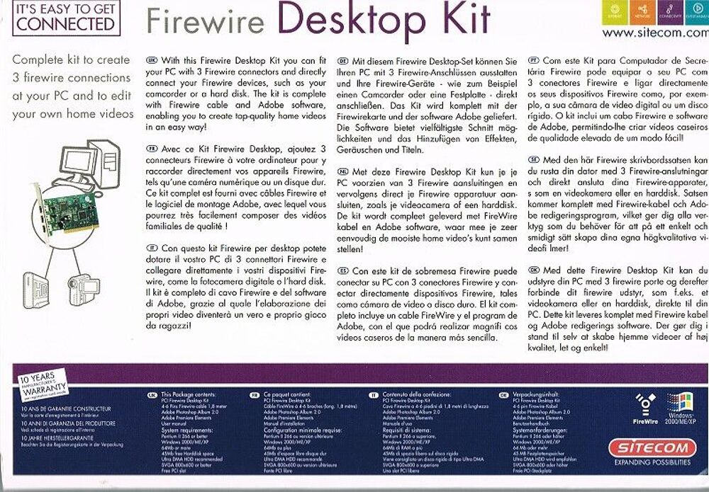 Carte Sitecom FireWire IEEE 1394 - PCI - 3 Ports - Matériel informatique
