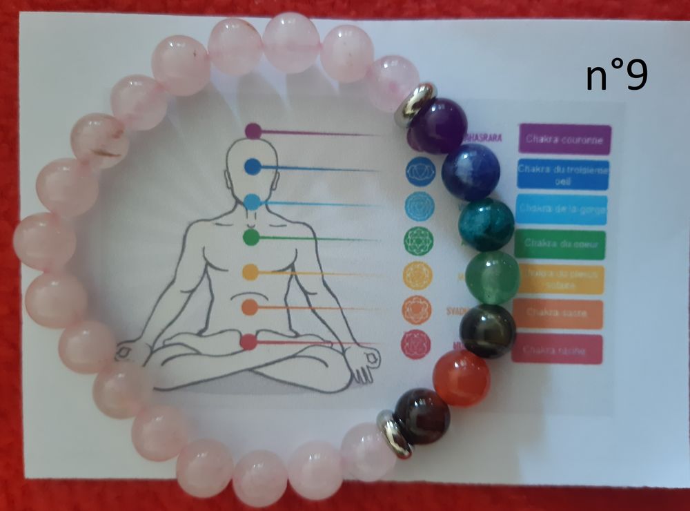 BRACELET 7 CHAKRAS Pierres Naturelles - Pierres de 8mm Bijoux et montres