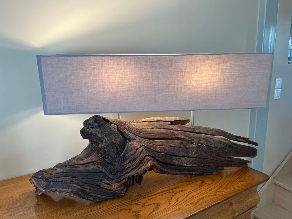 Lampe bois flotter de mer. Double lumi&egrave;re.&iuml;&iquest;&frac14; Décoration