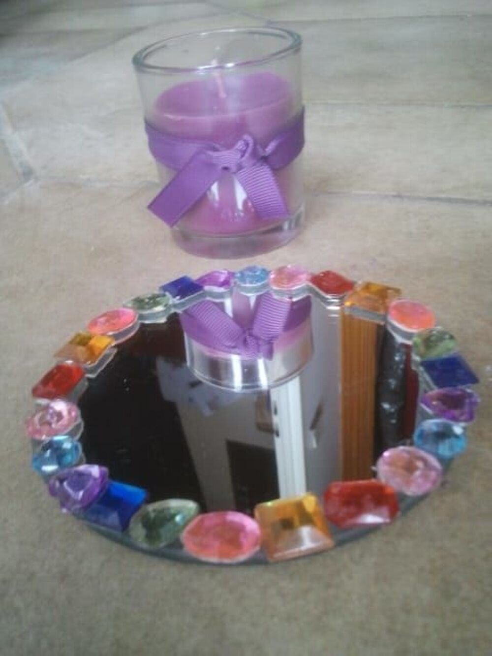 Dessous de Bougie Rond en Miroir &amp; Bougie Parfum&eacute;e Décoration