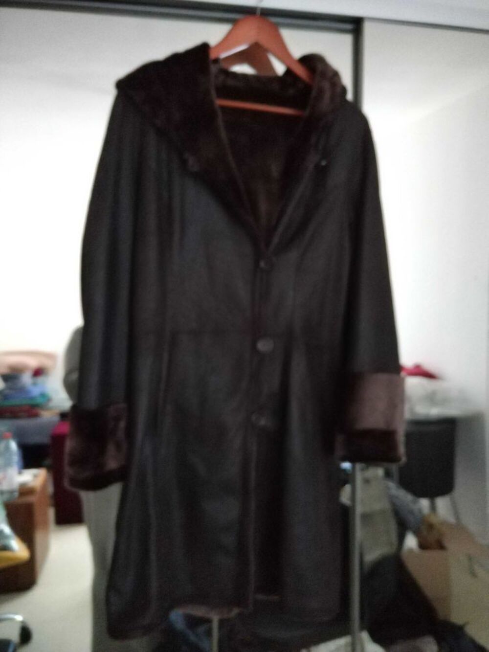 Manteau cuir 3/4 femme Vêtements
