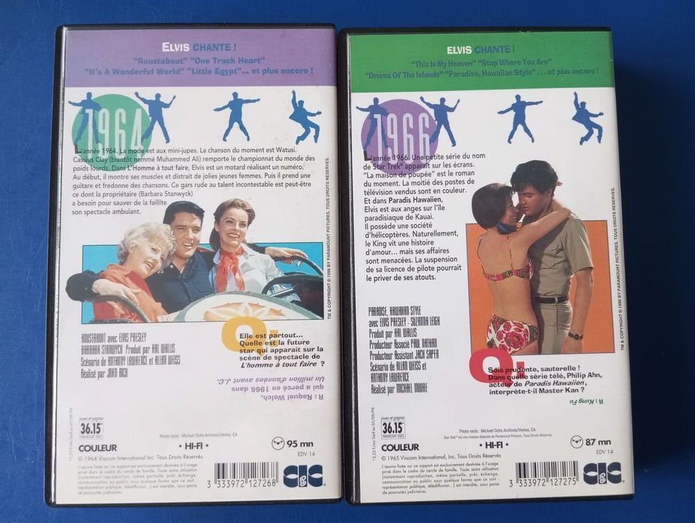 collection 6 vhs k7 cassette vid&eacute;o films elvis presley DVD et blu-ray