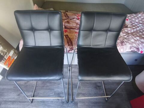 Lot de 2 Tabourets de bar noir Fontaine (38)