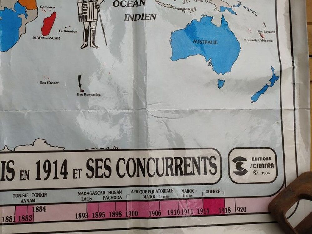 Carte scolaire l'Empire Colonial Fran&ccedil;ais en 1914 