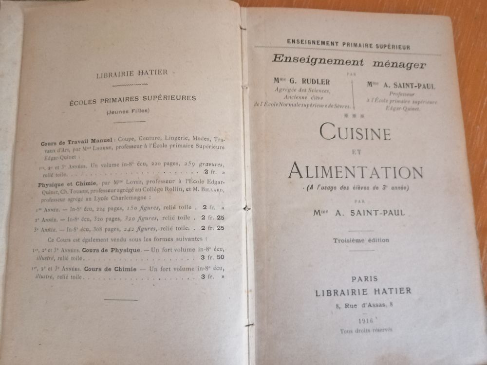 Ancien livre de cuisine de 1916 ! Livres et BD