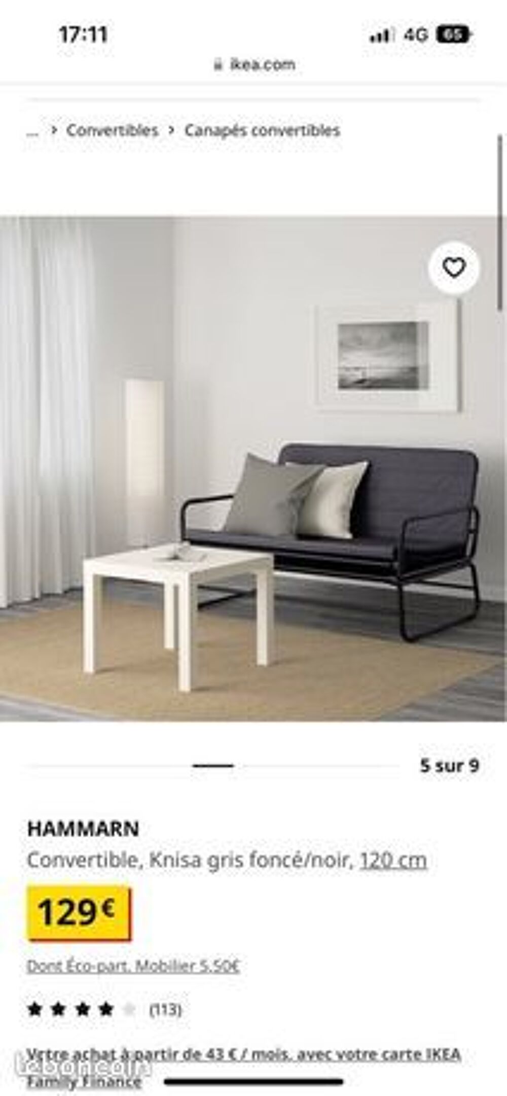 Canap&eacute; r&eacute;tractable IKEA Meubles