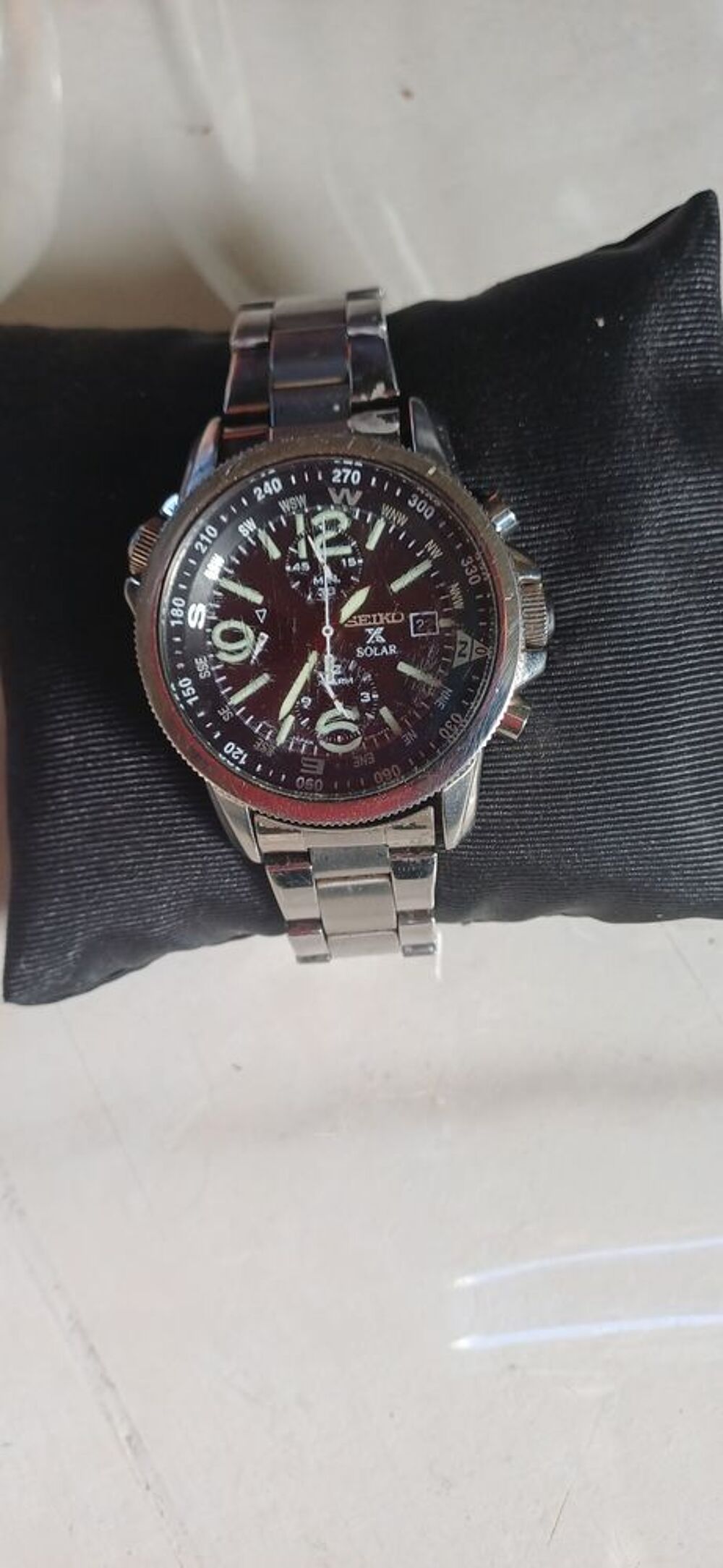 Seiko SSC081P Montre solar avec boussole Bijoux et montres