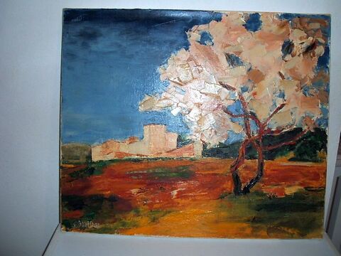 L'Amandier et le mas - A. Bouffard peintre Provenal 45 Le Moule (97)