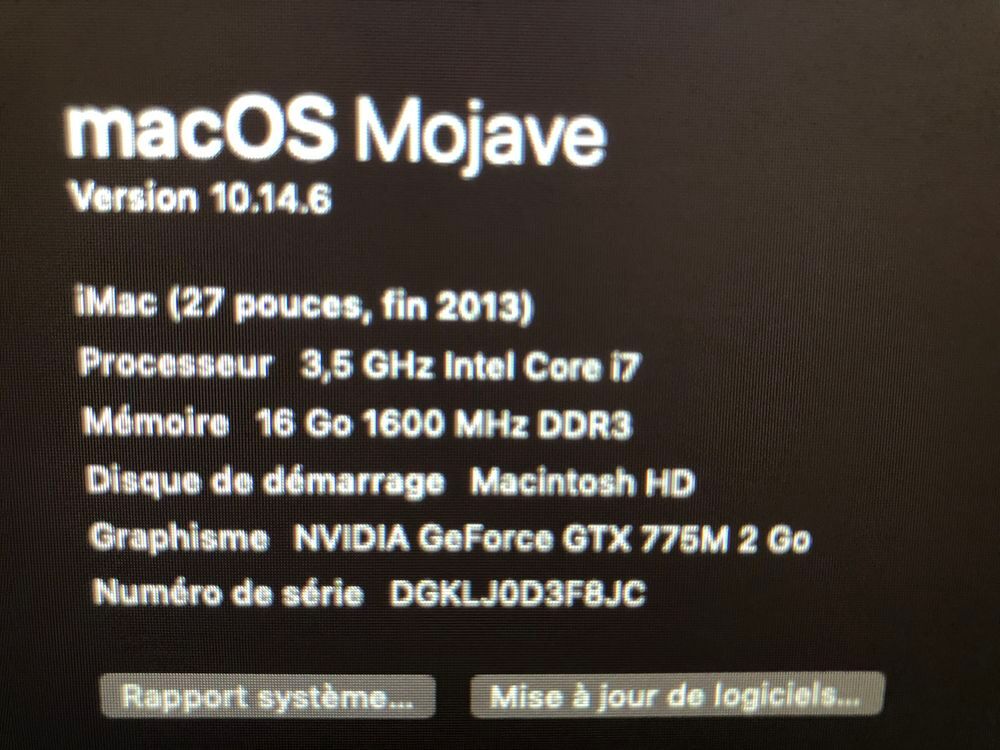Imac 27 pouce fin 2013 i7/16 go/3.5 GHz Matériel informatique
