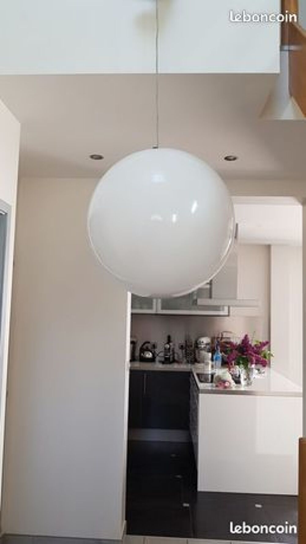 Luminaire design sph&egrave;re PVC blanche diam&egrave;tre 50cm &agrave; suspendr Décoration
