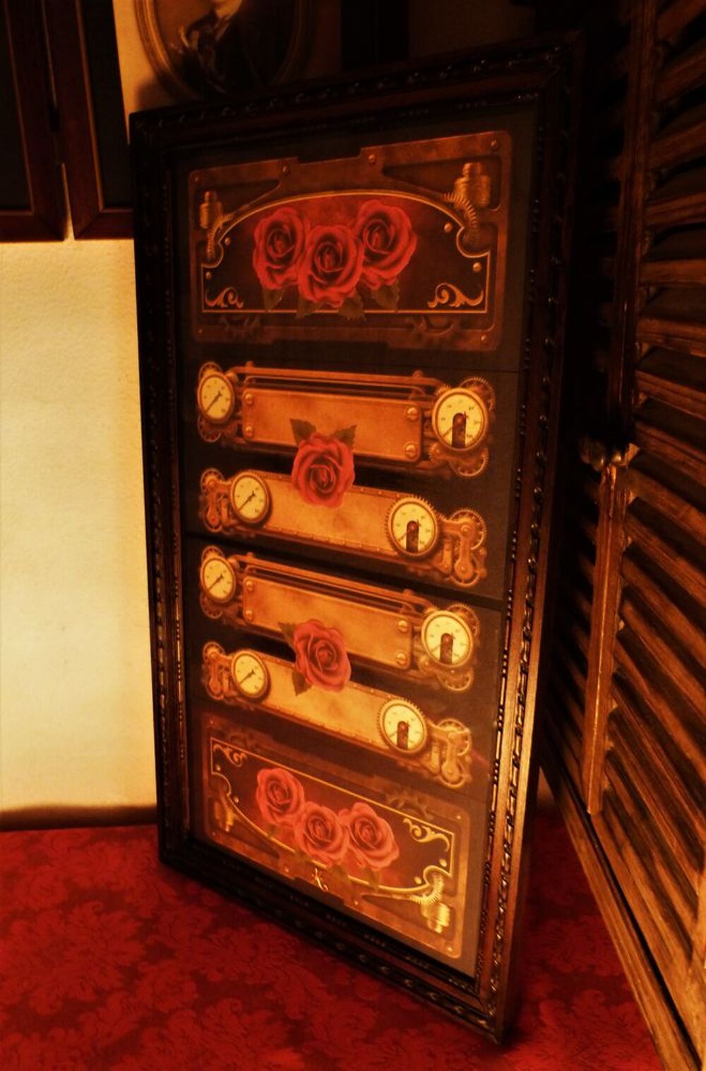 Tableau "ROSES IN FACTORY XIX" Steampunk Décoration