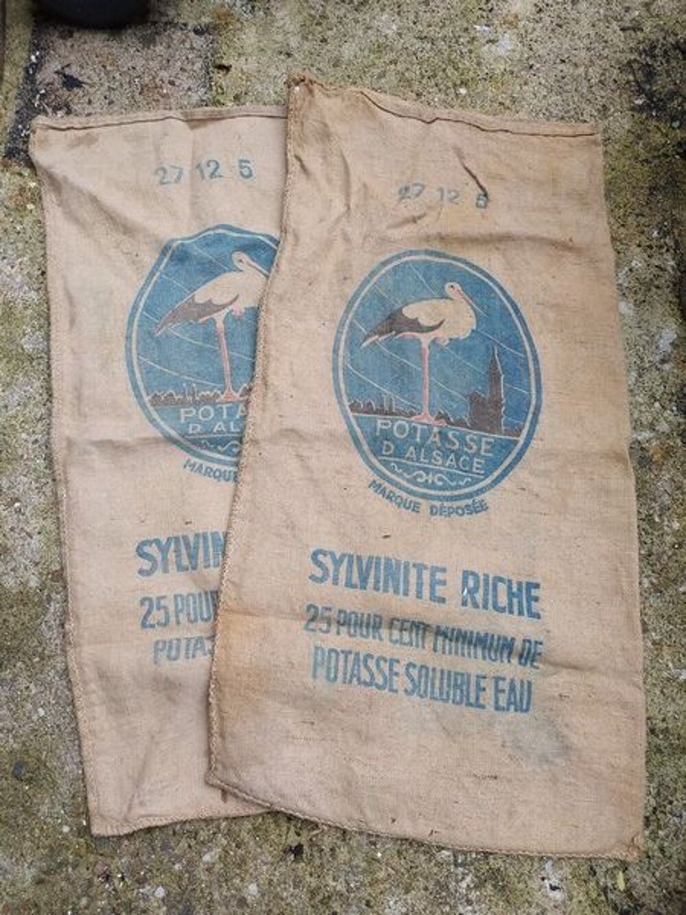 Anciens Sacs Toile de Jute Publicitaire La Potasse d'Alsace 