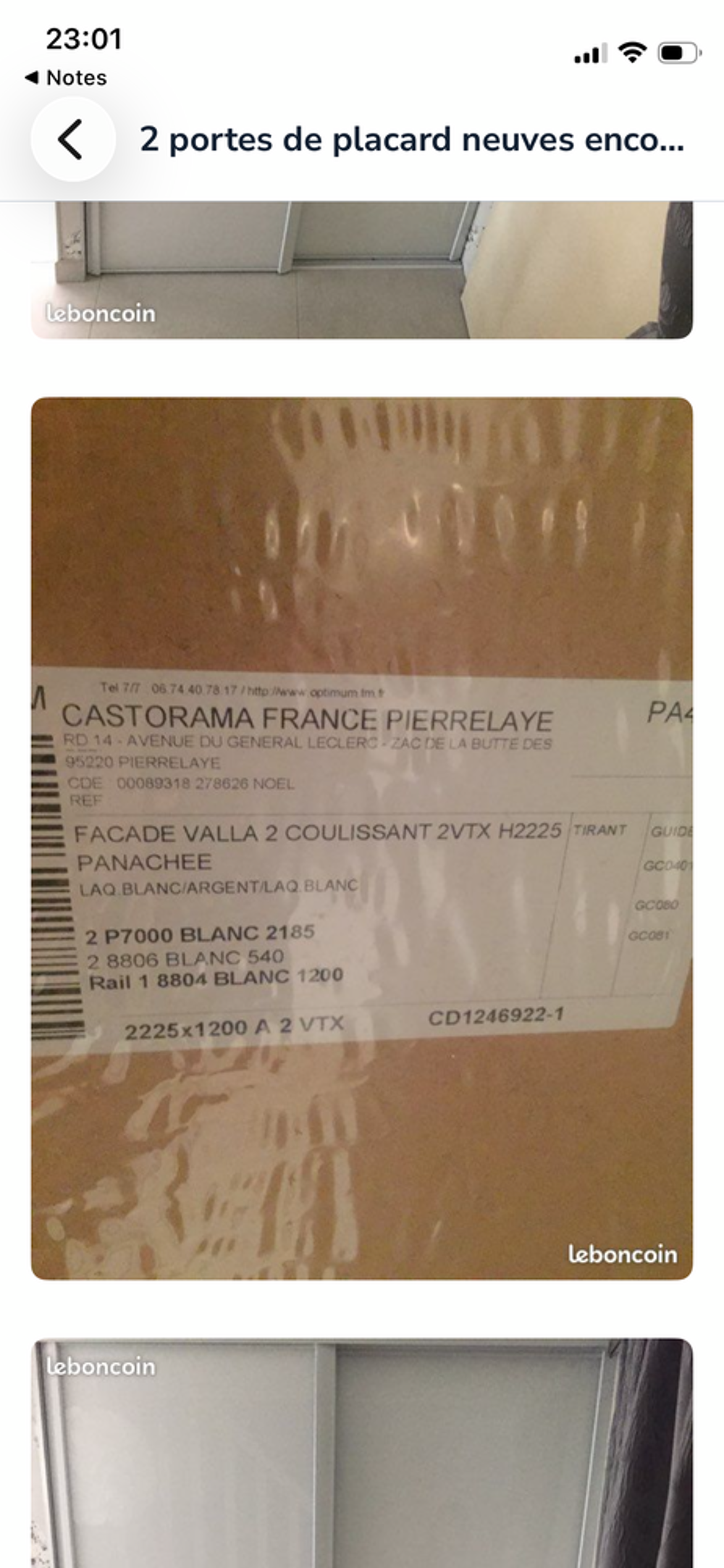 2 portes de placard neuves encore emball&eacute;es dont l'une avec Bricolage