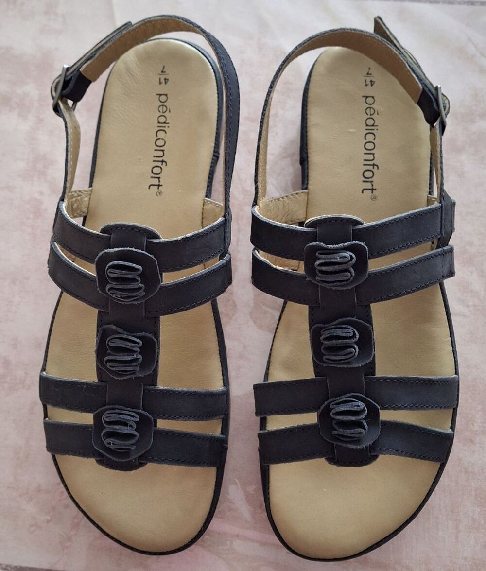 Sandales p&eacute;diconfort noires femme pointure 41 jamais port&eacute;es Chaussures
