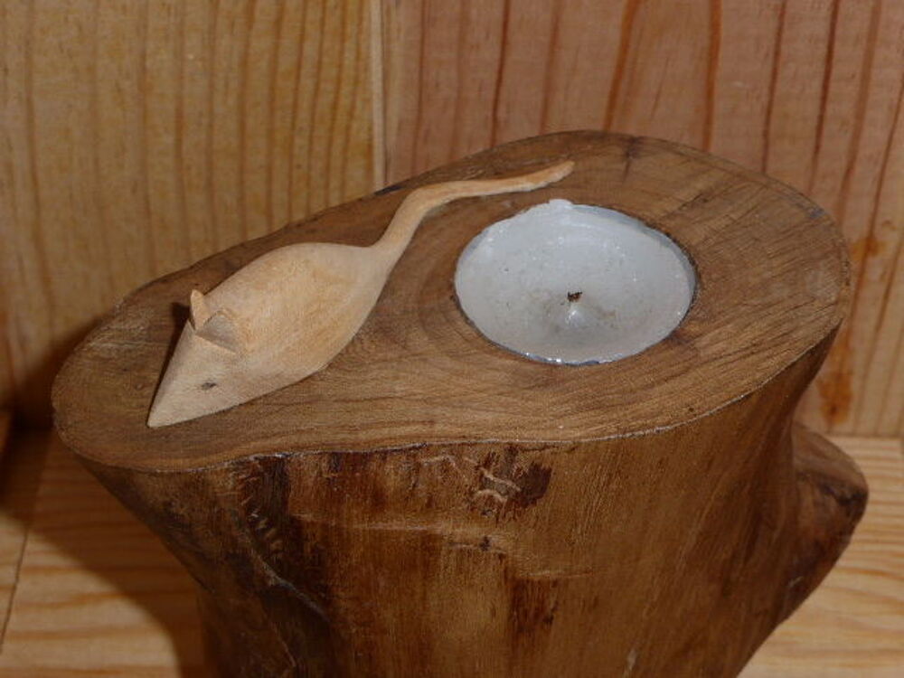Porte bougie bois avec souris Décoration
