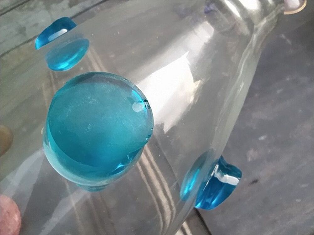 Vase en Verre &agrave; Pastilles Bleues Design Vintage Murano Décoration