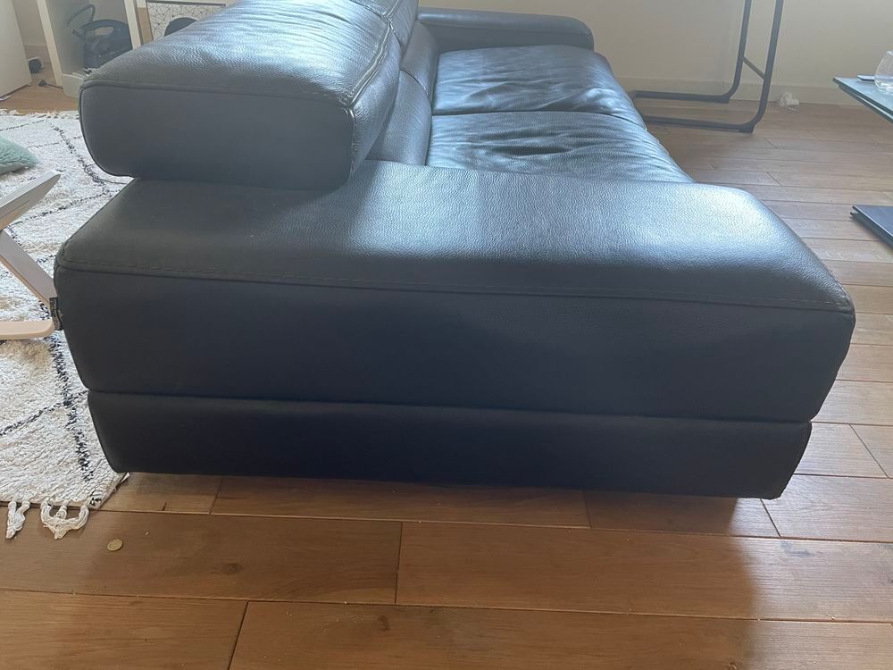 Canap&eacute; en cuir marron Rochebobois Meubles