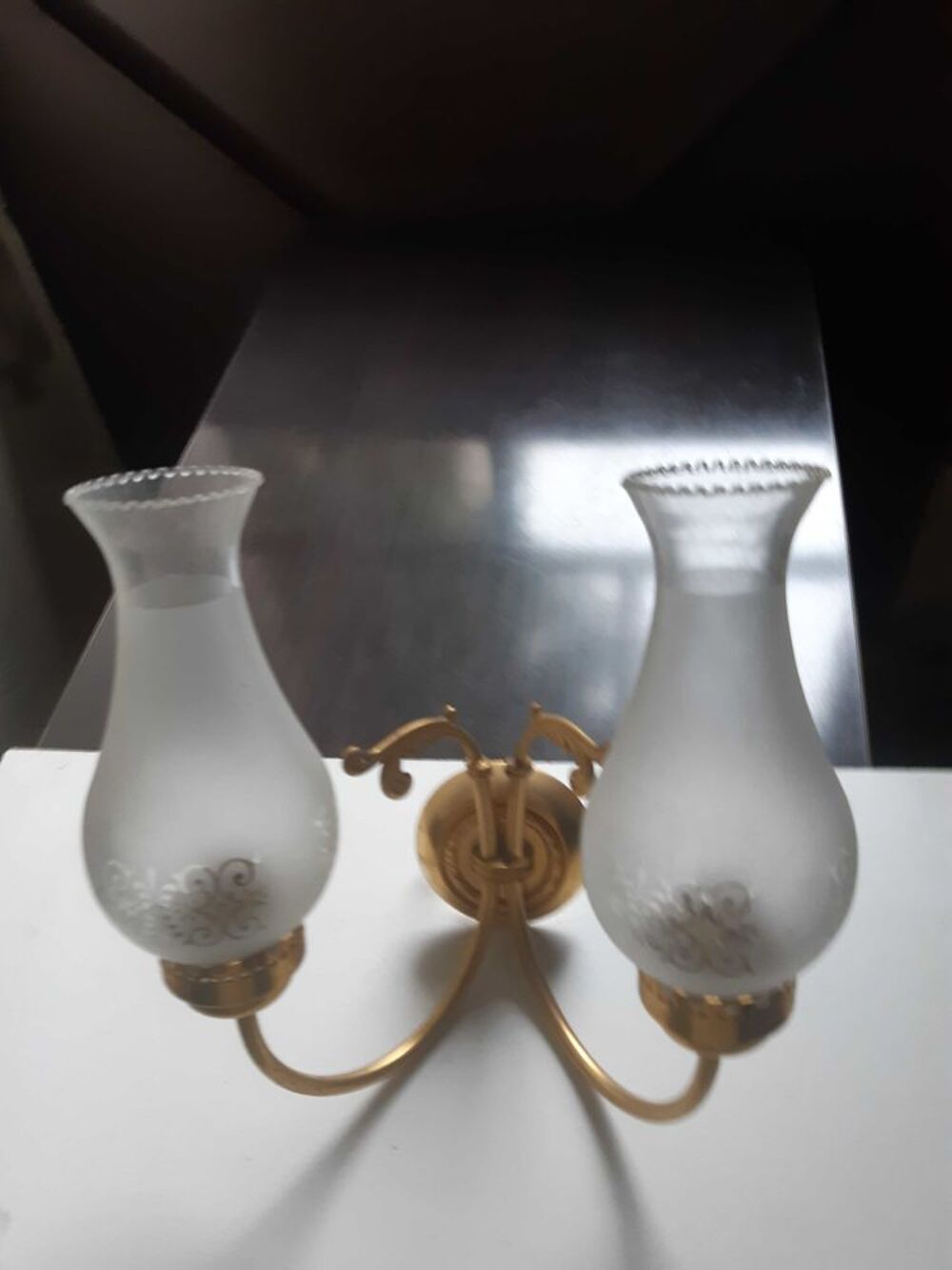 Applique murale et verre cristal et metal dore4 Décoration