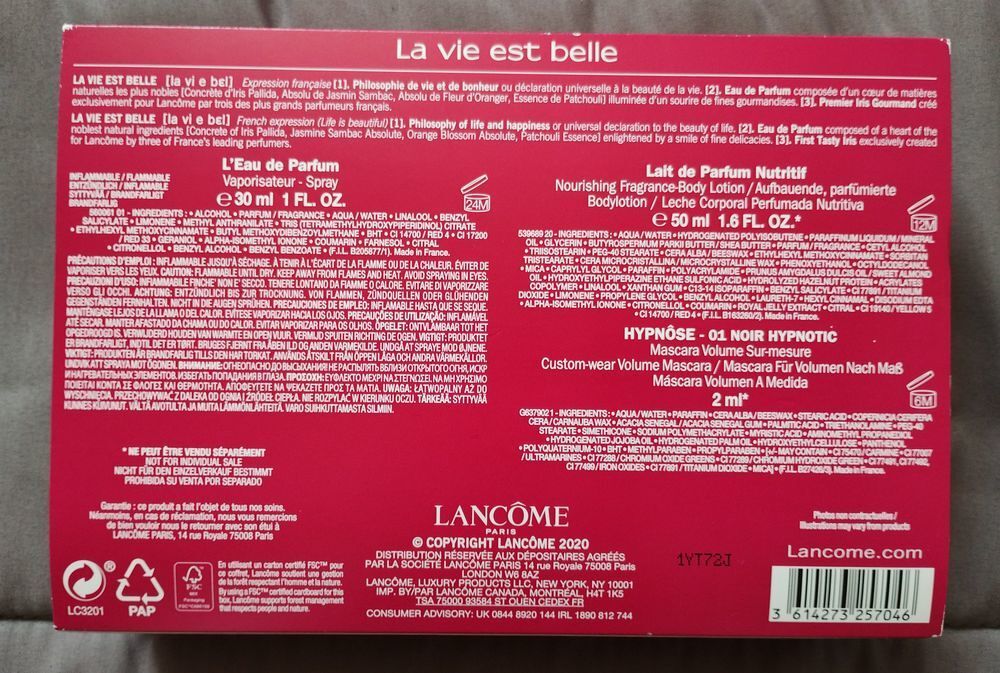 Coffret Lanc&ocirc;me La Vie Est Belle 