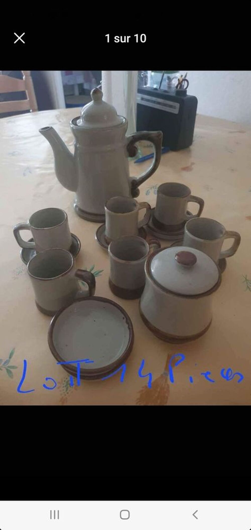 service &agrave; caf&eacute; tasses soucoupes sucrier cafeti&egrave;re en gr&egrave;s Cuisine