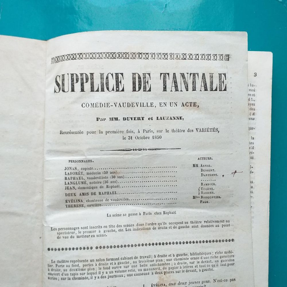 THEATRE (14 pi&egrave;ces) Supplice de TANTALE / L'homme blas&eacute; / Un scandale etc (fin 19e) Livres et BD