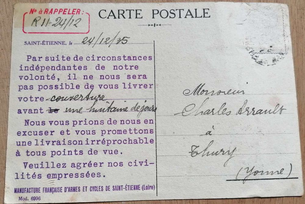 CPA Saint-Etienne, Manufacture Francaise d&acute;Armes et Cycles: 