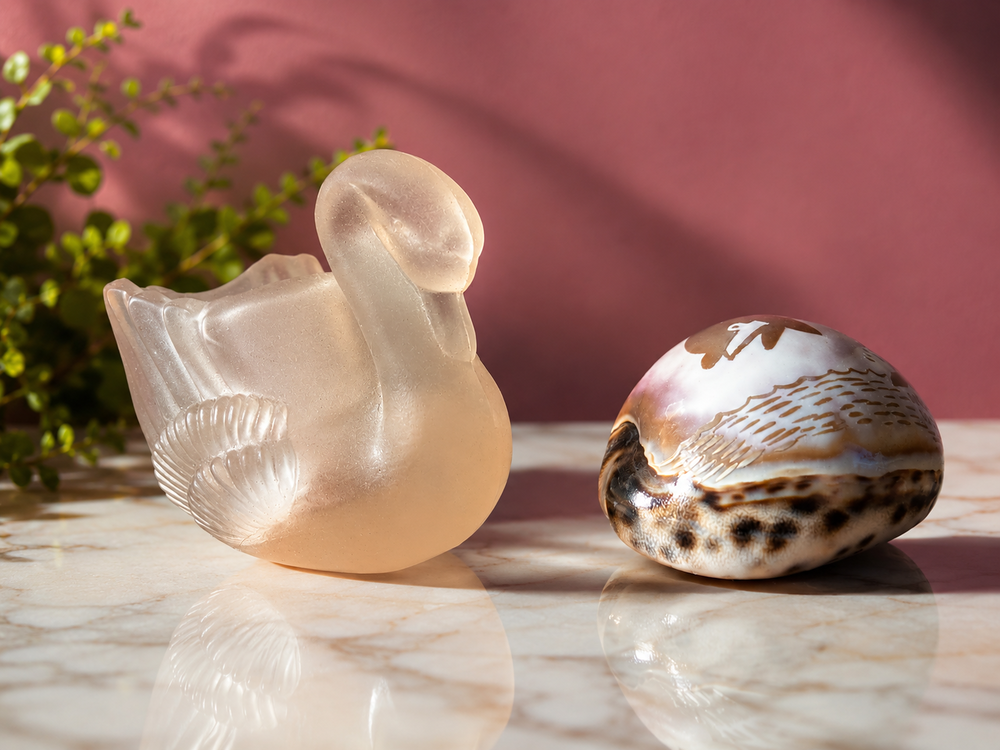 Cygne + coquillage pot accessoire decoration nature rose ver Décoration