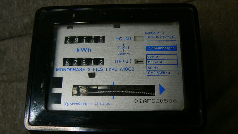 Compteur 220 V avec r&eacute;cepteur HP-HC Electroménager