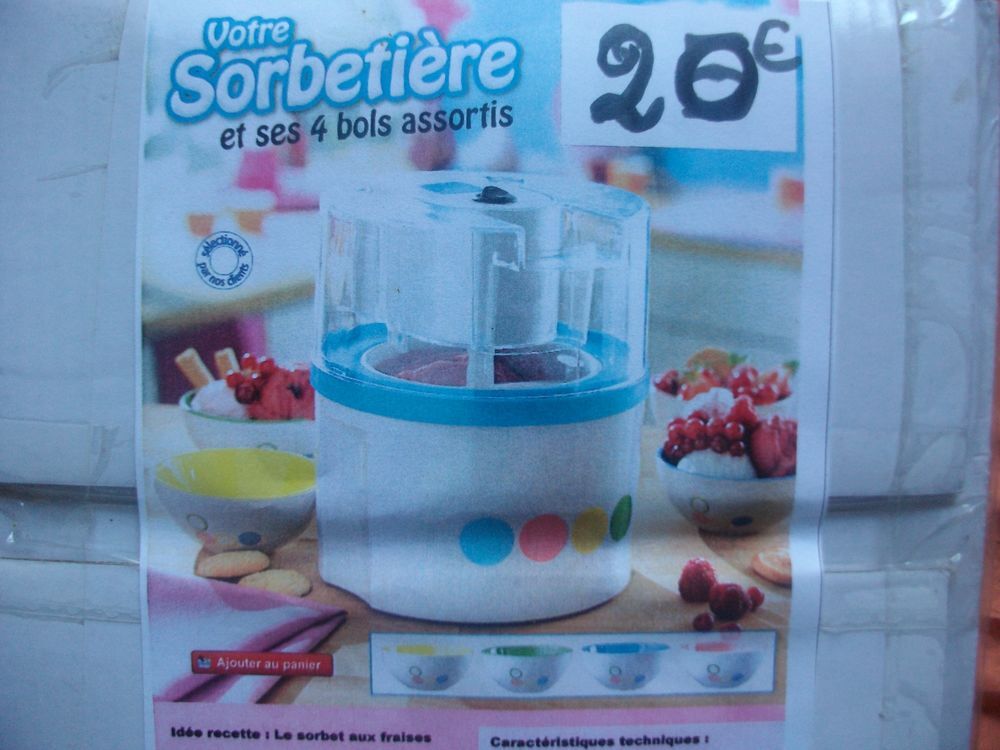 Sorbeti&egrave;re &eacute;lectrique et ses 4 bols assortis-neuve Electroménager