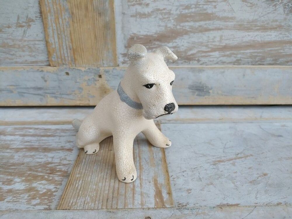Chien Fox Terrier C&eacute;ramique Fa&iuml;ence &Eacute;mail Crisp&eacute; Art D&eacute;co 