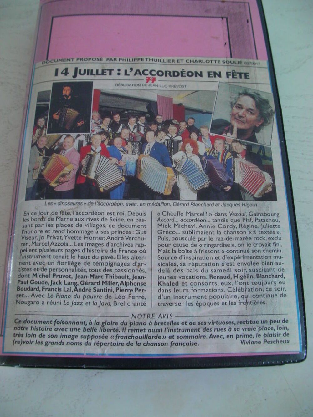K7 VHS ou DVD - 14 Juillet "L'ACCORDEON EN FETE" Photos/Video/TV