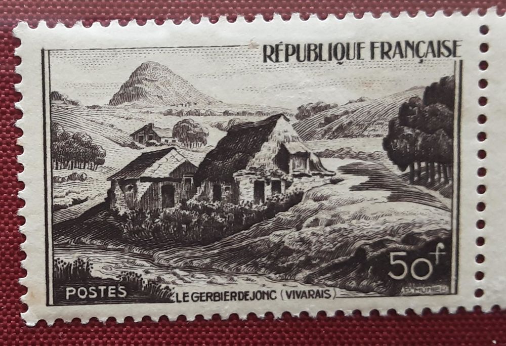 TIMBRE &agrave; collection VIVARAIS - le GERBIER DE JONC 50f 