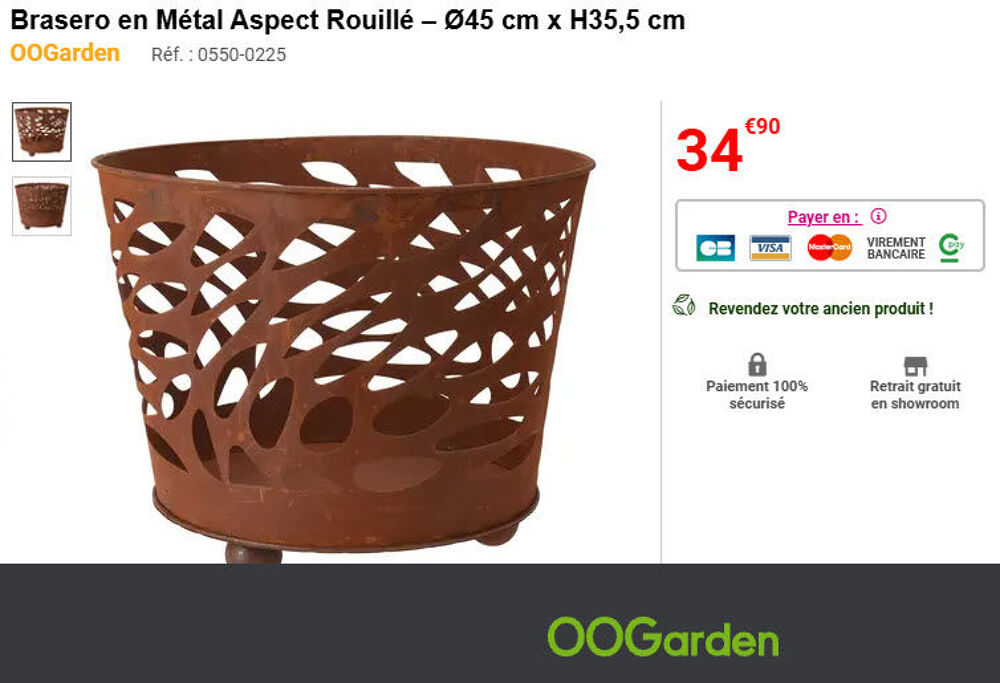 Brasero Aspect Rouill&eacute; Décoration