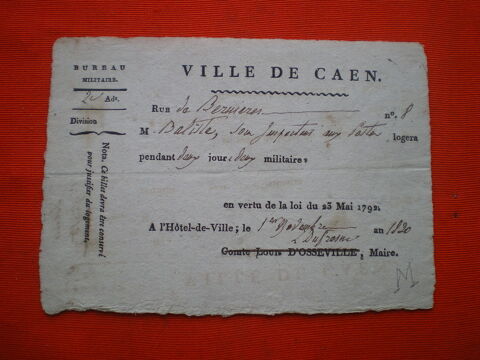 Billet de logement de 1830 30 Caen (14)