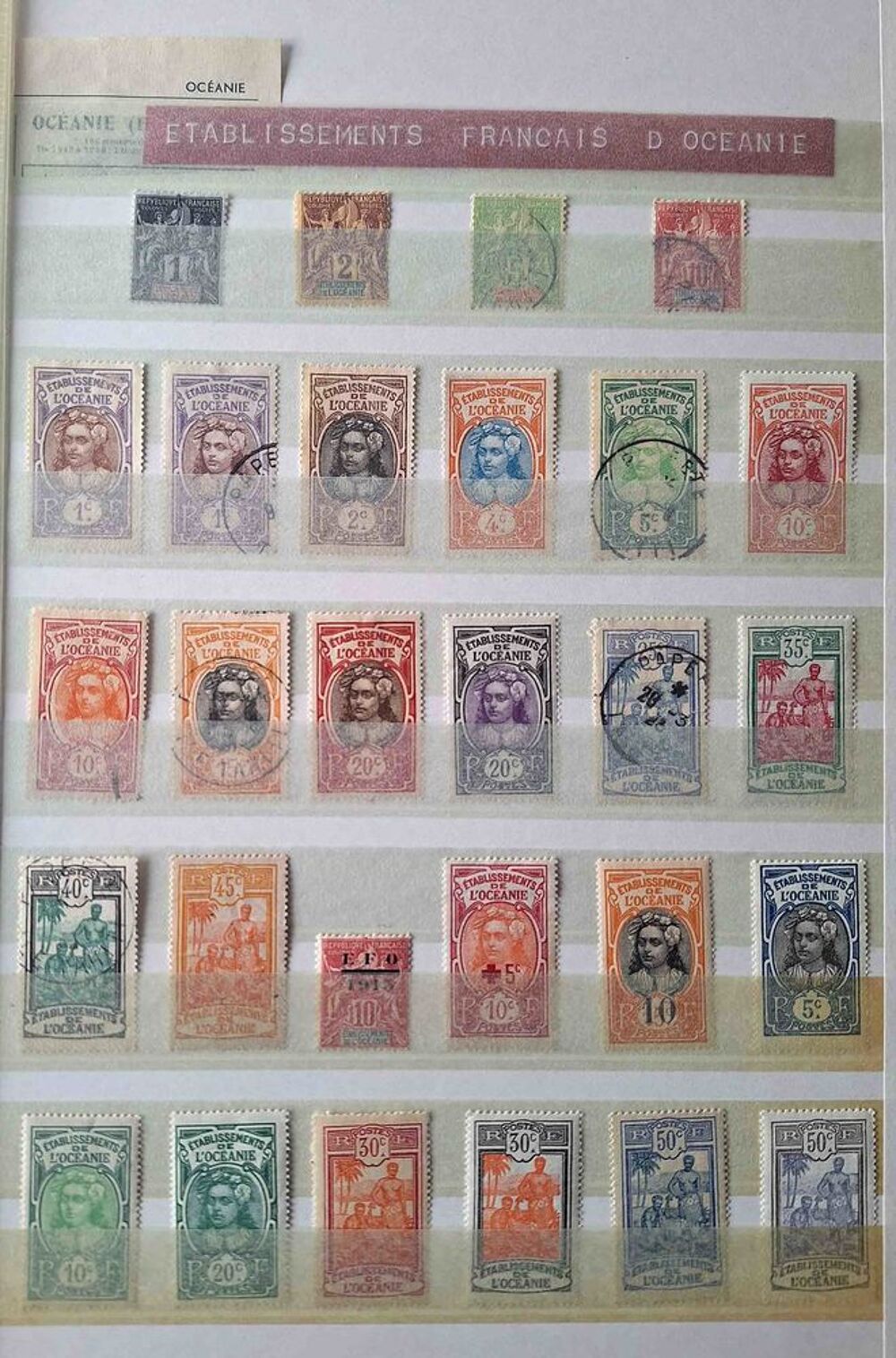 S&eacute;rie de timbres de l'&Eacute;tablissements fran&ccedil;ais de l'Oc&eacute;anie 