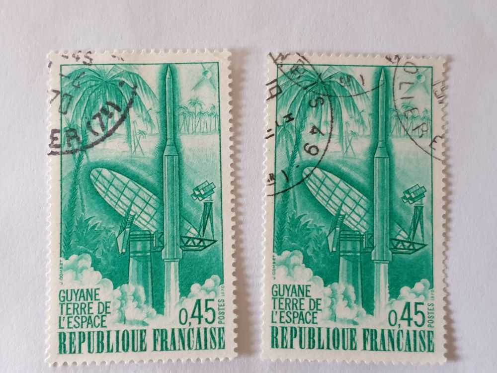Timbre france 1&deg; lancement fus&eacute;e Diamant B 1970 lot 0.20 eur 